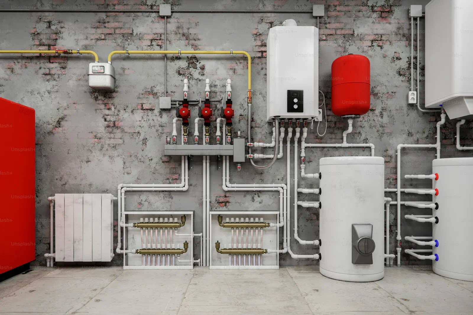 Lüftungsrohre und technische Gebäudeausrüstung bei TGA-Sanierung, moderne Gebäudetechnik WENGET